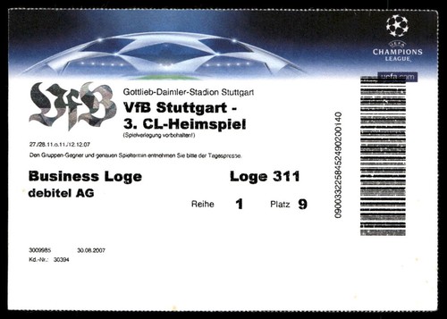 Ticket 2007 vfb stuttgart - ticket, vs