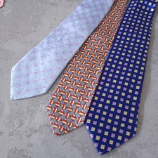Hilditch and key Luxury Silk Ties 3 x Set Bundle Lot Pattern Tie Blue Grey Blue