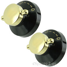 STOVES Oven Knob Gas Cooker Hob Grill Flame Control Switch Dial Black Gold x 2
