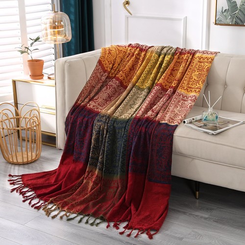 Sofa blanket chenille boho - sofa,