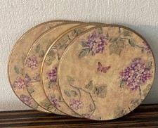 Vintage Coasters Set Of 4 Floral butterfly themed drinks coasters 10cm diameter 