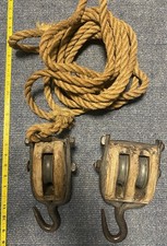 Vintage Wooden Snatch Block Double Pulley - Farm Decor Nautical Ship Barn