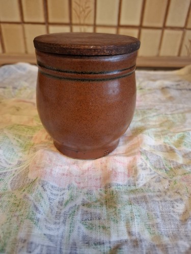 Vintage stoneware jar with - vintage,