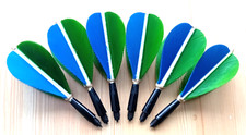FEATHER DART FLIGHTS MODERN 2ba THREAD 2 1/2" STANDARD GREEN & BLUE 2 SETS