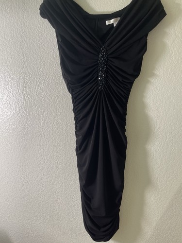 Black ruched beaded cocktail - black,