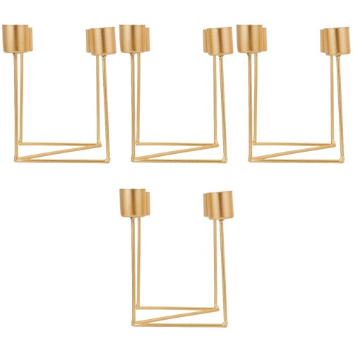 Golden iron candle holder set - golden,