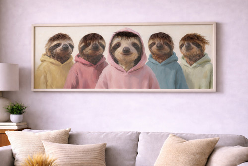 Large sloth canvas wall art - large,