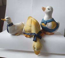 Three Colourful Painted Ceramic Ducks in Different Sizes & Positions