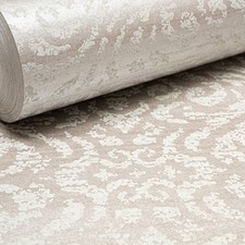 Taupe Floral Damask Wallpaper