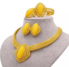 GOLD PLATED AFRICAN WOMEN JEWELLERY SET 24K DUBAI GOLD PLATED SET FOR WEDDING