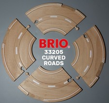 Brio 33205 CURVED ROADS x 4 Track Pieces for Thomas and Friends Wooden Railway