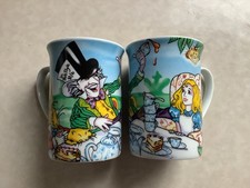 Pair Of Paul Cardew Alice In Wonderland’s Cafe Mugs 2010 Mad Hatter Tea Party