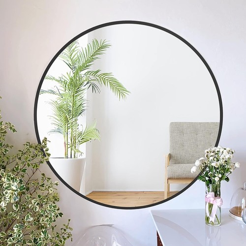 Round wall mirror black 40cm - mirror,