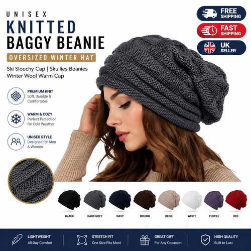 Unisex winter knit beanie hat - knit,