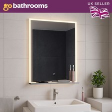 Modern LED Bathroom Mirror with Shelf - Demister, Wireless & Toothbrush Charger