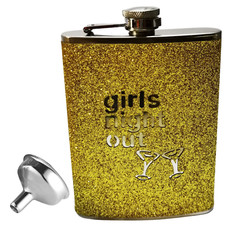 New 8oz GOLD GNO Glasses Ladies Flask Stainless Steel Hip Flask With Funnel