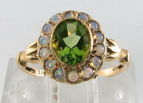 9ct gold peridot - 9k, opal