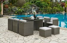 Rattan Garden Furniture Cube Set Outdoor Conservatory Patio Dining Set 11pc Set