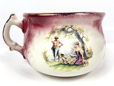 Vintage Jug Pottery Pot With Handle Staffordshire Style Couple With Sheep Dog