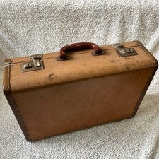 Vintage camel leather trunk - vintage,