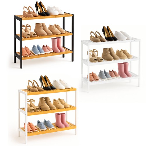 Tier shoe rack bamboo - 3,