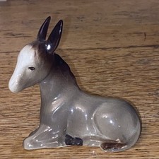Vintage, Kitsch Porcelain Donkey Figurine Nativity 3 x 3.25”