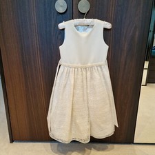 Couture Princess Ivory Cream White Embroidered & Satin Party Dress Age 7 Girls 