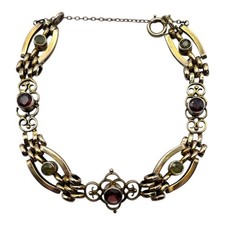 Edwardian 9ct Gold Garnet And Peridot Bracelet
