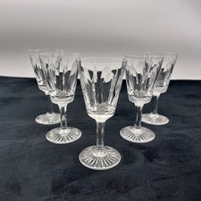 Cut Crystal Stemmed Cordial Liqueur Glasses x5 50ml Oval & Spear Pattern 11.5cm