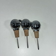 Vintage Chrome Spirit Pourer Optic Measure No.6 Bar Optic Pourer x3 Bundle