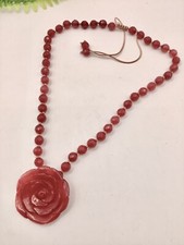 New Lola Rose  Tomoto Red Quartz Flower Pendant Necklace 40cm L P 4cm
