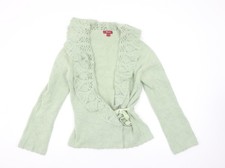 Monsoon Women Green Angora Wrap Cardigan Jumper Size 12