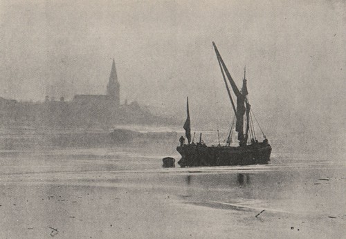 Chelsea river and barge - river,