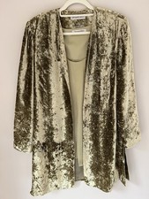 Jacques Vert Womens Luxury Garment Jacket 14 16 Gold Velvet Open NWT