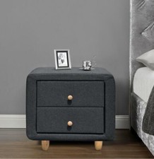 Linen Fabric 2 Drawer Bedside