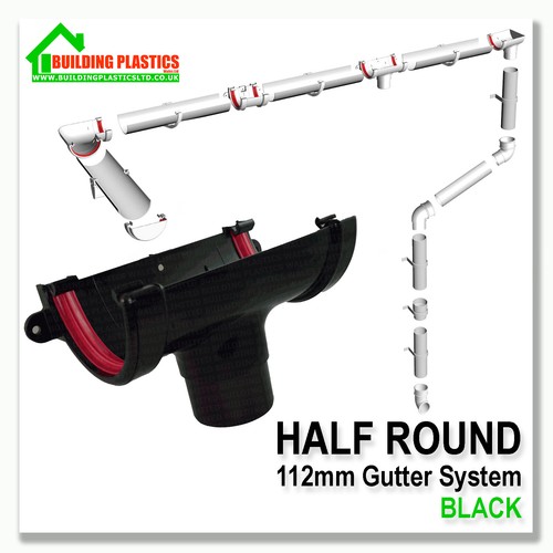 Half round black gutter - half,