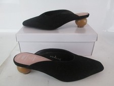 Marks & Spencer Ladies Black Leather Slip On Mules With Decorative Heel Size 6