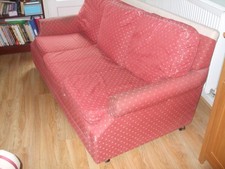 Wesley Barrell Three Seater Sofa - Terracotta / with cream pattern 