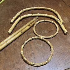 3  Pairs Of Bamboo Bag Handles Plus A Pair Of Wooden Handles