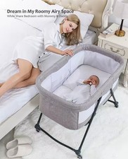 Baby Grab-and-go Travel Cot with Mattress & Silent Wheels Rocking Crib