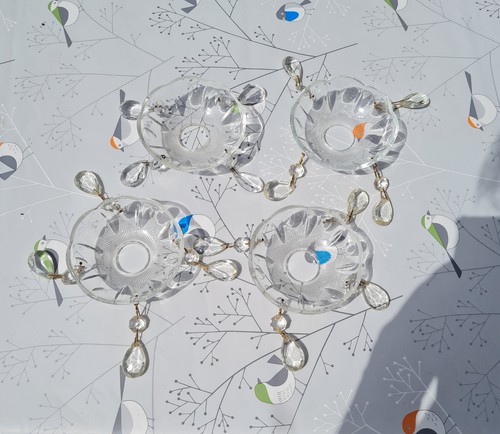 Set vintage glass bobeche - glass,