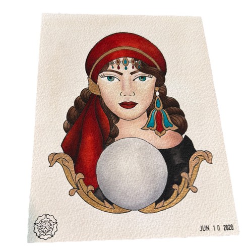 Vintage fortune teller tattoo - teller,