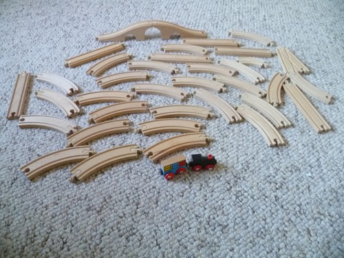 Wooden train set track bridge - set,