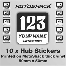 MOTOSHACK MOTOCROSS HUB STICKER GRAPHICS DECALS MINI PLATES NUMBER MX CUSTOM