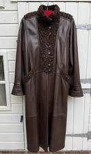 Vintage Turkis Tukku Leather Mac With Fur Trim made in Finland Size M-L Women