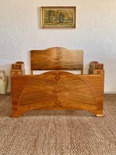 Art Deco Double Bed – Walnut Veneered – c. 1930s