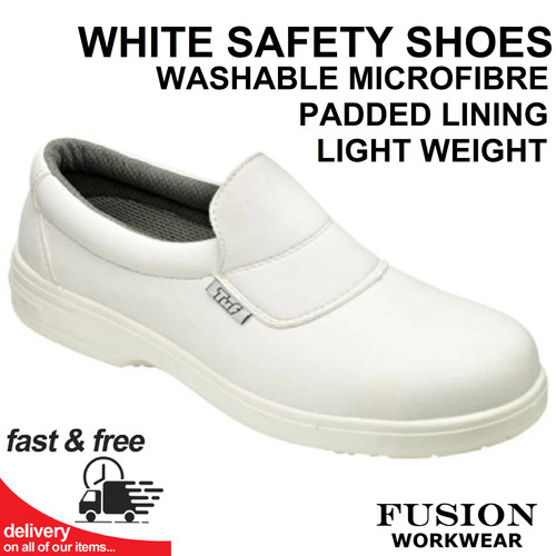White safety shoes - safety, shoes,slip