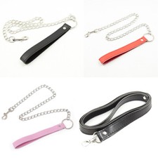 PU Leather Chain Lead Leash for Neck Collar Cuffs Leading Roleplay Slave BDSM