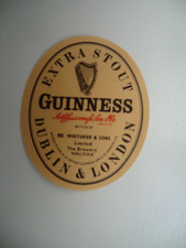 MINT GUINNESS EXTRA STOUT BOTTLED BY WHITAKER HALIFAX BREWERY BEER BOTTLE LABEL