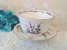 Crown Staffordshire Sugar bowl with hollyhock & gold gilt C1930 Fine bone china 